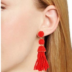 BaubleBar Coral Red Mini Granita Tassel Earrings